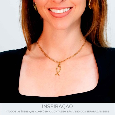 Pingente Peixe Cristão Ouro 30mm