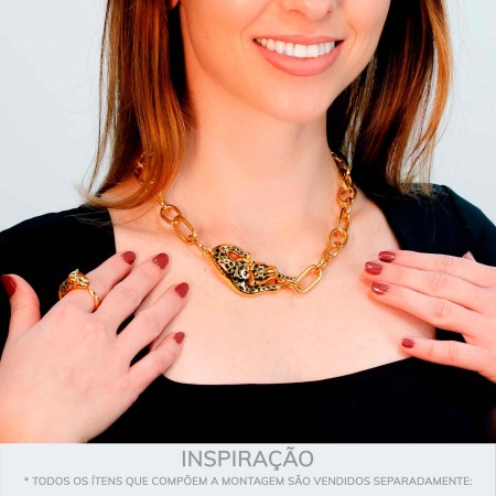 Pingente Onça Dourada com Preto 25mm