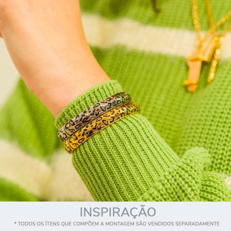 Bracelete Onça Dourado com Preto 71mm