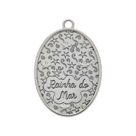 Pingente Iemanjá Prata com Tiffany 48mm