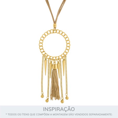 Argola Injetada Dourado com Corrente 68mm