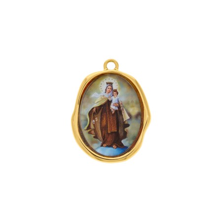 Pingente Medalha Nossa Senhora do Carmo Ouro 35mm
