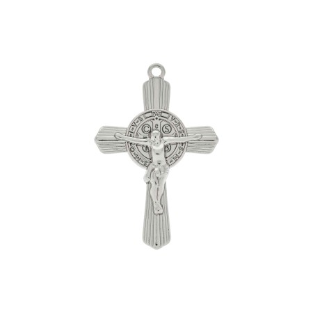 Pingente Crucifixo São Bento Níquel 51mm