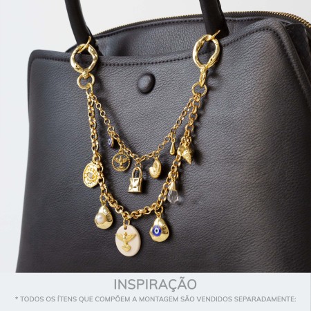 Pingente Cadeado Orgânico Ouro 21mm