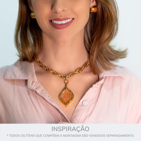 Pingente Folha Ouro com Caramelo 56mm