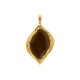 Pingente Folha Ouro com resina Marrom 56mm