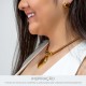 Pingente Folha Ouro com resina Marrom 56mm