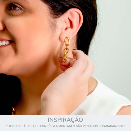 Pingente Onça Ouro com Argola 15mm