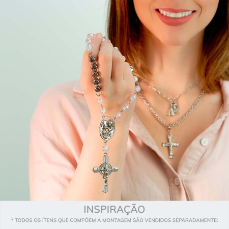 Pingente Crucifixo São Bento Níquel 51mm