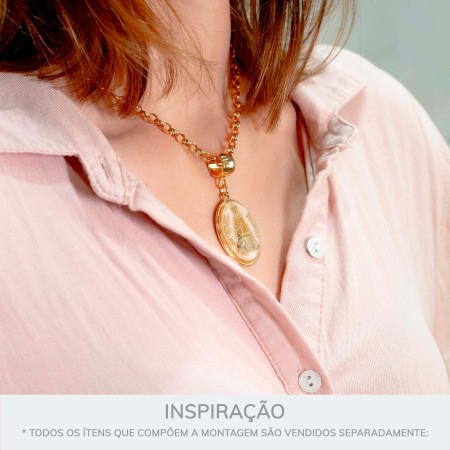 Pingente Nossa Senhora de Nazaré Ouro com Perolizado 36mm