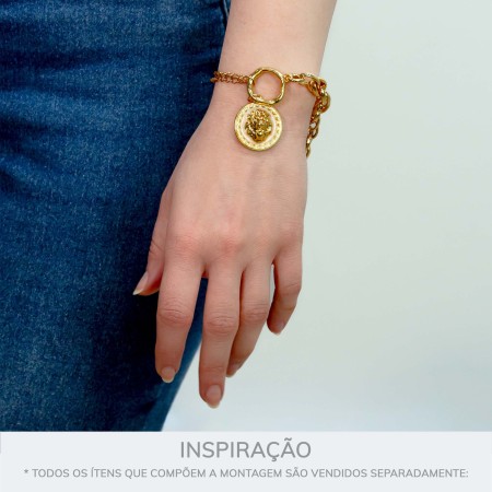 Pingente Leão Ouro com Pérola 29mm