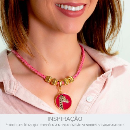 Medalha Girafa Ouro com Rosa 34mm