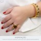Bracelete Dourado Boêmio Marrom com Strass 72mm