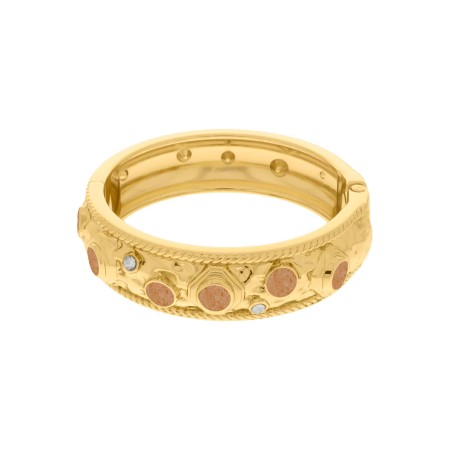 Bracelete Dourado Boêmio Caramelo com Strass 72mm