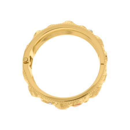 Bracelete Dourado Boêmio Caramelo com Strass 72mm