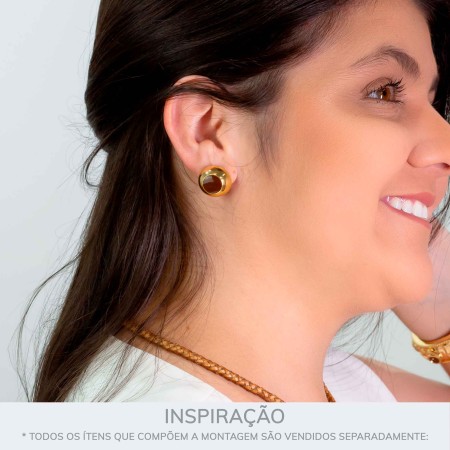 Brinco Ouro com Marrom 18mm