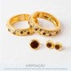 Brinco Ouro com Marrom 18mm