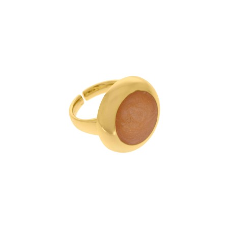 Anel Dourado com Caramelo Perolizado N° 21