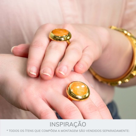 Anel Dourado com Caramelo Perolizado N° 21