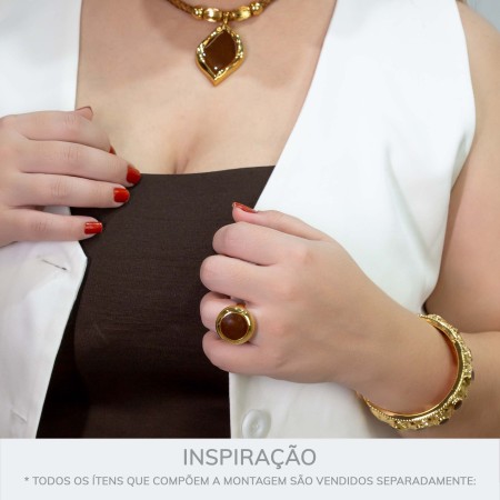 Anel Dourado com Marrom N° 21