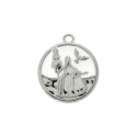 Pingente Medalha Oxalá Níquel com Branco 26mm