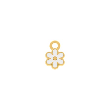 Pingente Flor Ouro com Branco 13mm