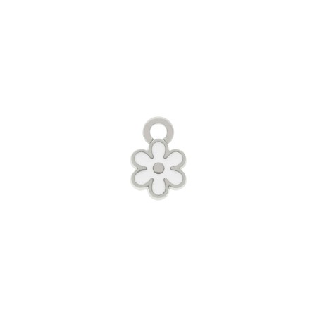 Pingente Flor Níquel com Branco 13mm