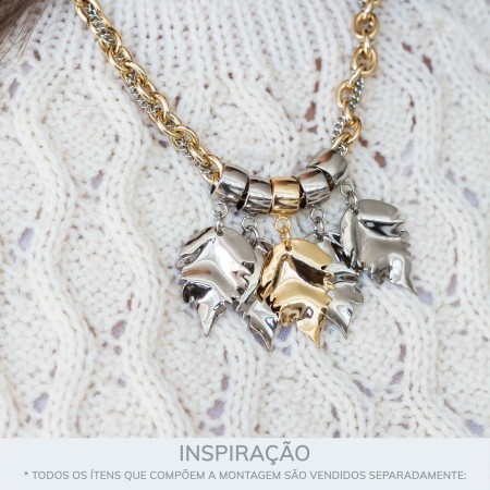 Pingente Folha Orgânica Ouro 41mm
