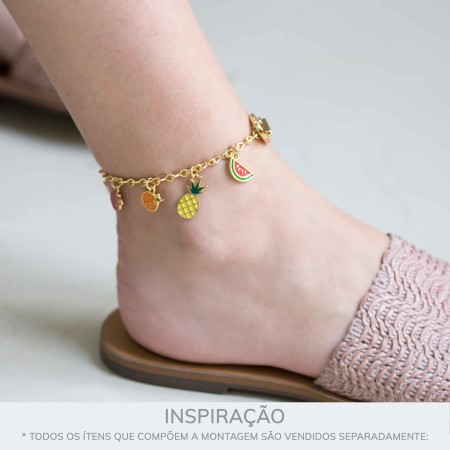 Conjunto de Pingentes Frutas Ouro com Resina