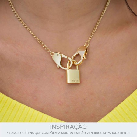 Pingente Cadeado Believe Ouro 26mm