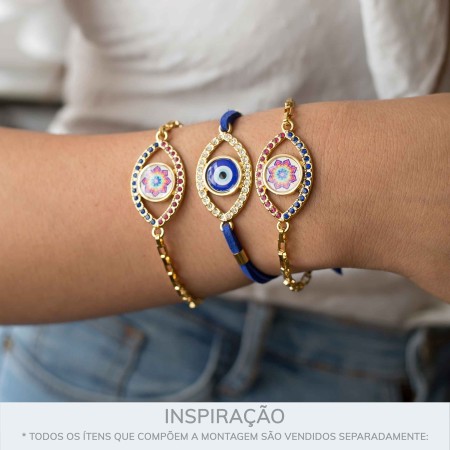 Pingente Olho Grego Ouro com Strass 20mm