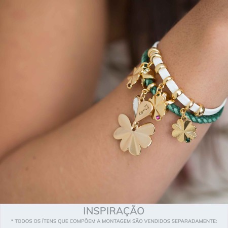 Pingente Trevo da Sorte Ouro com Strass 36mm