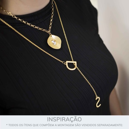 Pingente Letra D Ouro 28mm