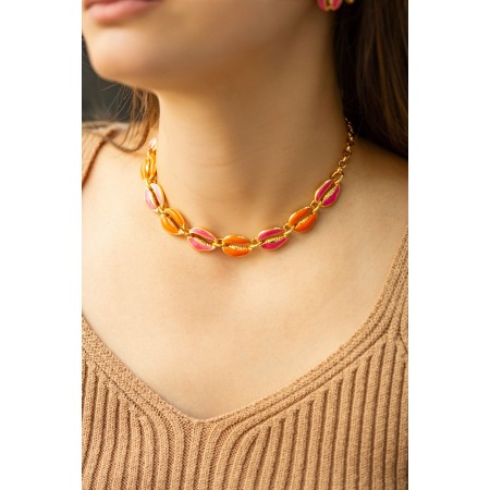Pingente Búzio Ouro com Laranja 18mm
