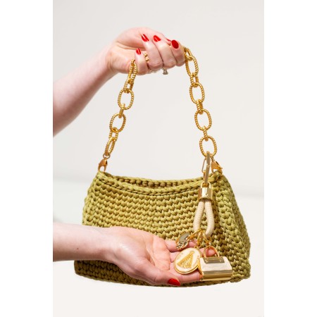 Pingente Bolsa Ouro com Pérola 43mm