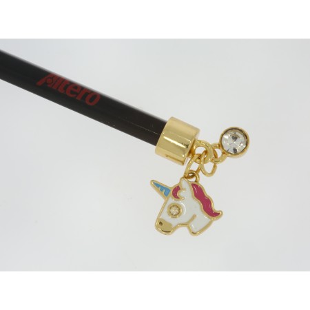 Pingente Unicórnio Ouro com Resina e Strass 17mm