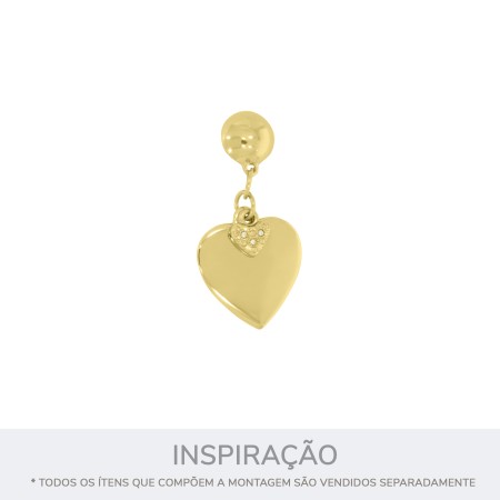 Pingente Mini Coração Ouro com Strass 10mm