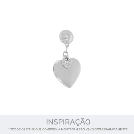 Pingente Mini Coração Níquel com Strass 10mm