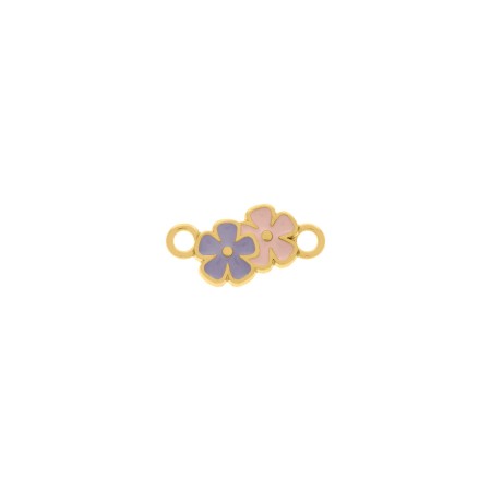 Pingente Flores Ouro com Resina 20mm
