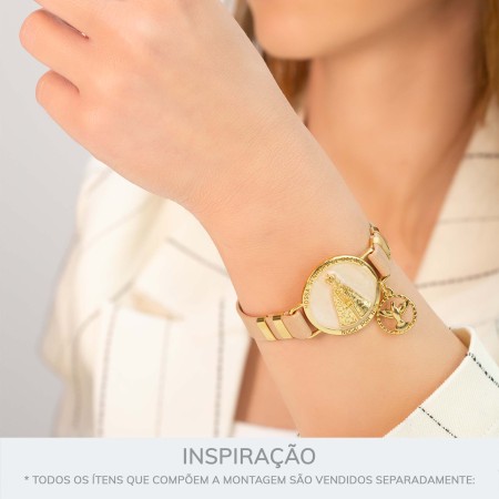 Passa Tira Nossa Senhora de Nazaré Ouro com Pérola 38mm