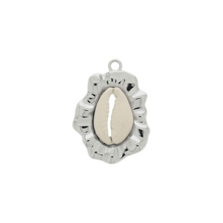 Pingente Búzio Prata com Off White 39mm