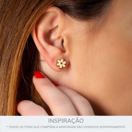 Brinco Florzinha Dourado com Nude 9mm