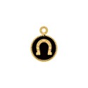Pingente Ferradura Dourado com Preto 18mm