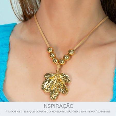 Pingente Folha Dourado 47mm