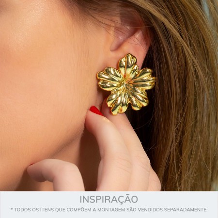Brinco Flor Dourado 34mm