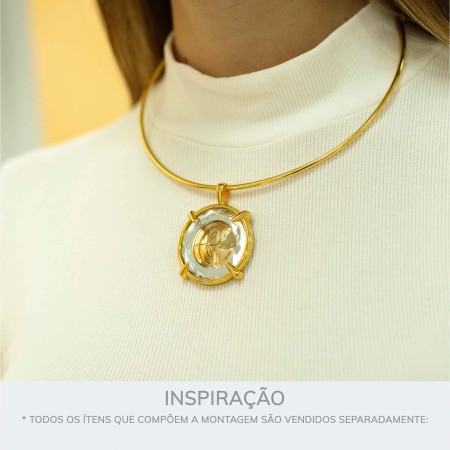 Pingente Fé Ouro com Pedra 38mm