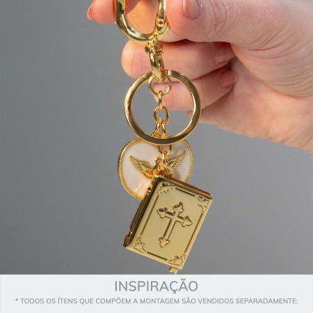 Pingente Relicário Bíblia Ouro 36mm
