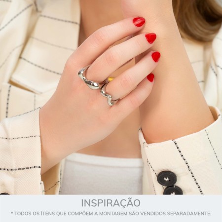 Anel Prateado Maré N° 20