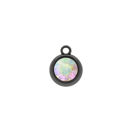 Pingente Ponto de Luz Grafite com Strass 15mm
