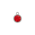 Pingente Ponto de Luz Níquel com Strass Vermelho 15mm